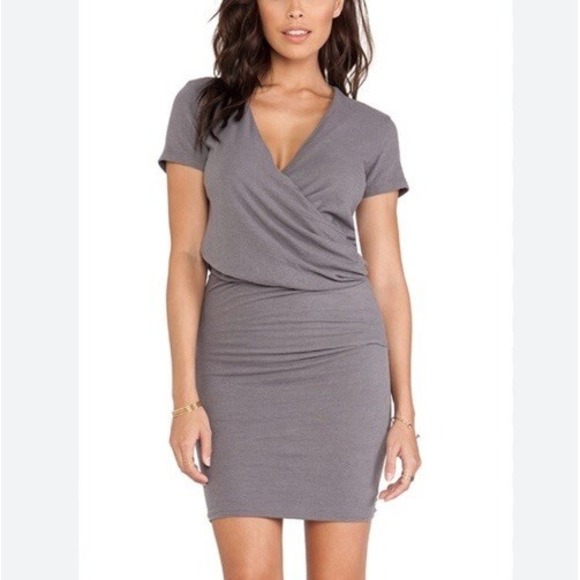 JAMES PERSE Wrap Tee Blouson Mini Dress Quarry Sueded Women‎ Medium - Picture 1 of 10
